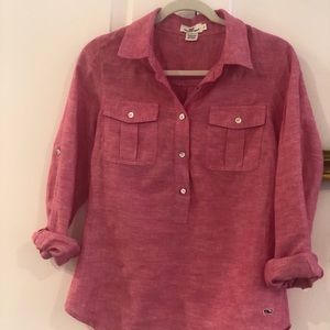Vineyard Vines Linen Pink Button Down